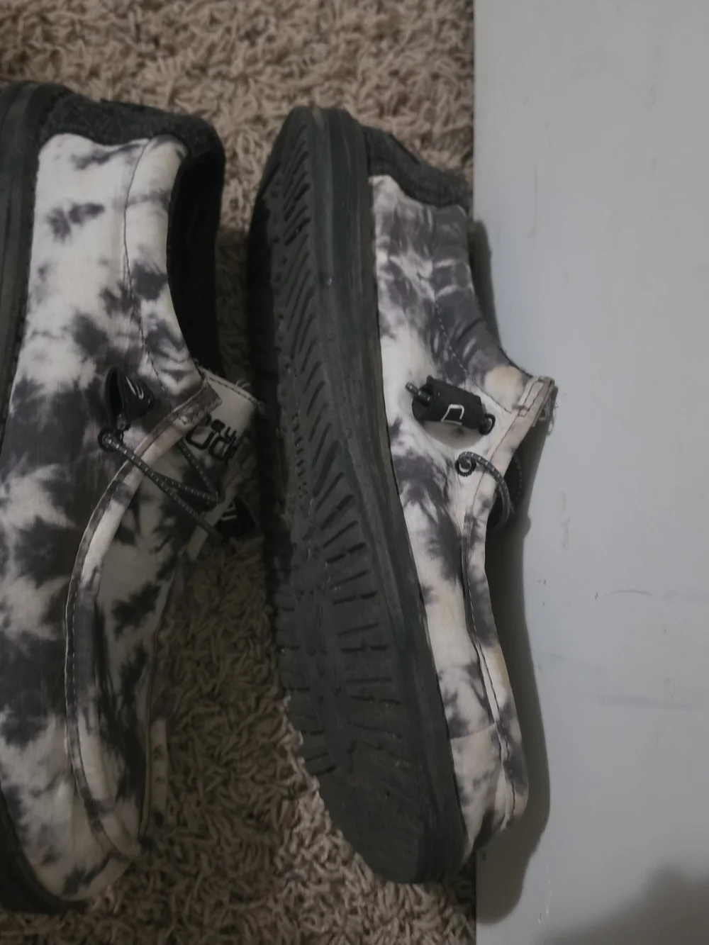 Hey Dude Mens Tie-Dye Slip-Ons in Black and White